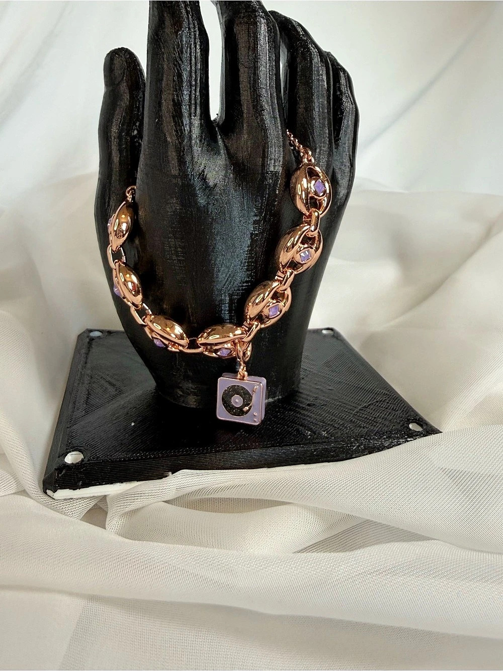 Periwinkle playback Record Player Charm Bracelet Set Rose Gold & Purple